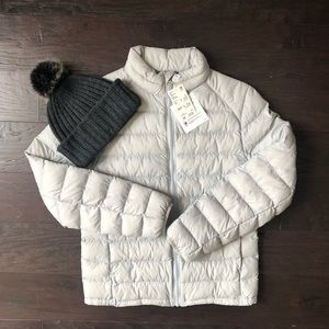 NEW Uniqlo Boys Light & Warm Puffer Jacket Fiber Filled Padded Gray Size 12 NWT